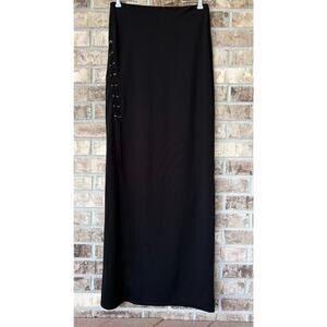 Black Maxi Skirt Side Slit MED Morticia Grunge Goth Dark Romance Steampunk Y2K